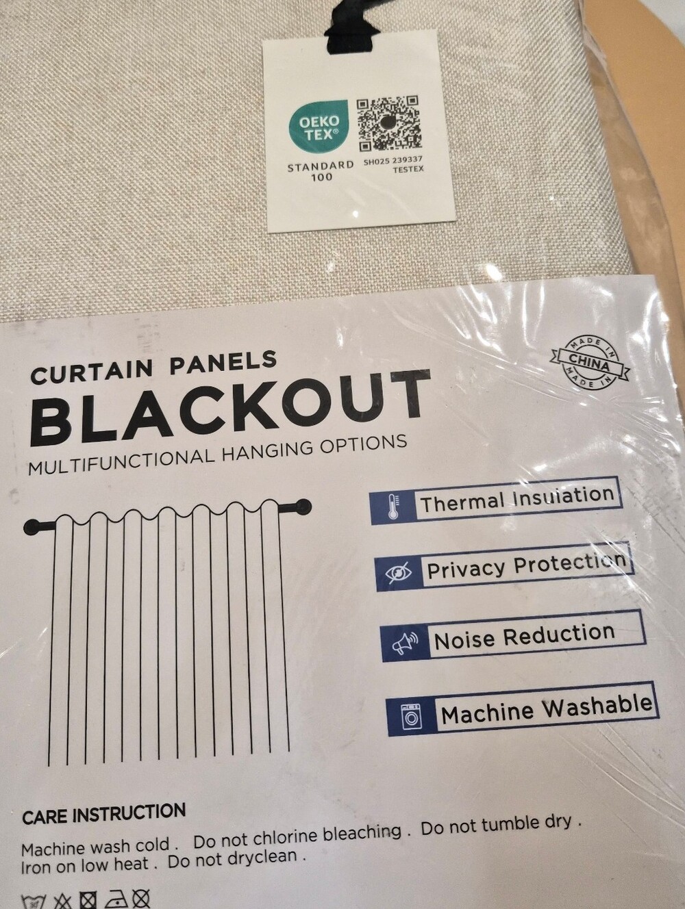 Blackout Curtain Panel - Natural Beige | Unbranded